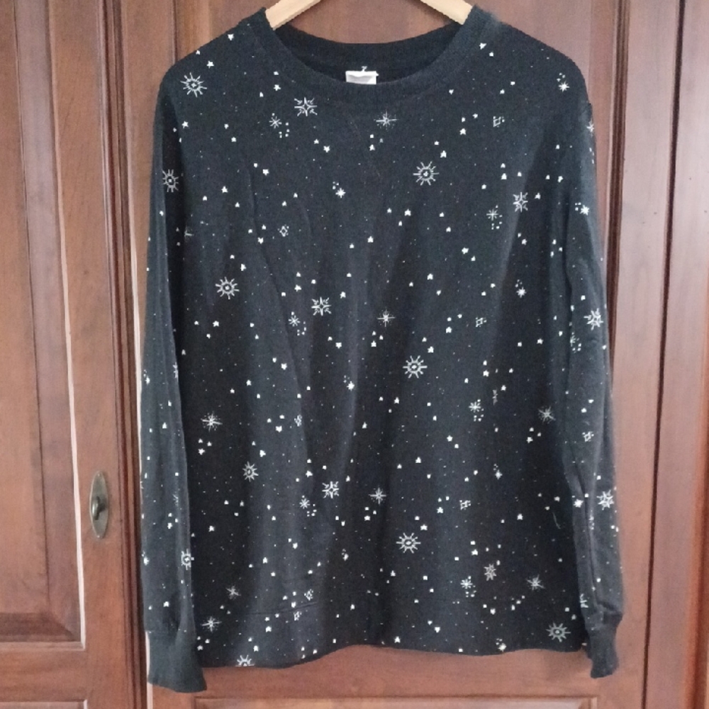 Stars Above Black Snowflake Sweatshirt
